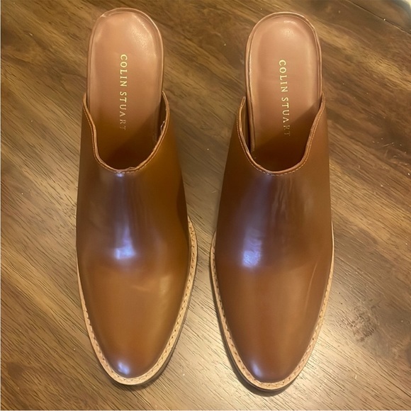 Colin Stuart Brown/Tan Leather Mule Heels, 8 - Picture 2 of 5